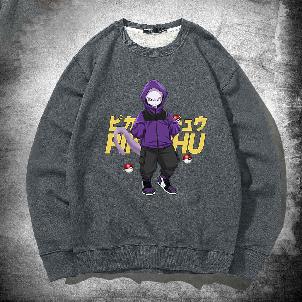 Pok É Mon Round Neck Sweater For Men And Womens Spring and Autumn Wear Japanese Anime Pikachu Superman Loose Shoulder Jacket - Moze