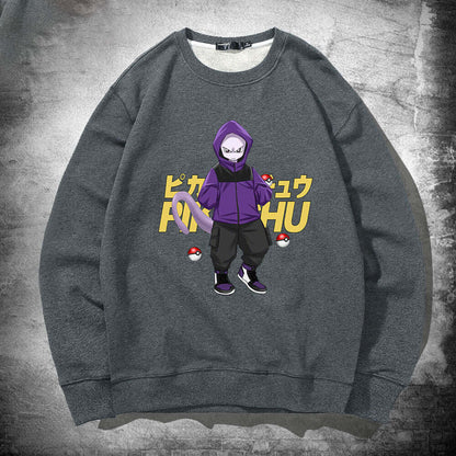 Pok É Mon Round Neck Sweater For Men And Womens Spring and Autumn Wear Japanese Anime Pikachu Superman Loose Shoulder Jacket - Moze