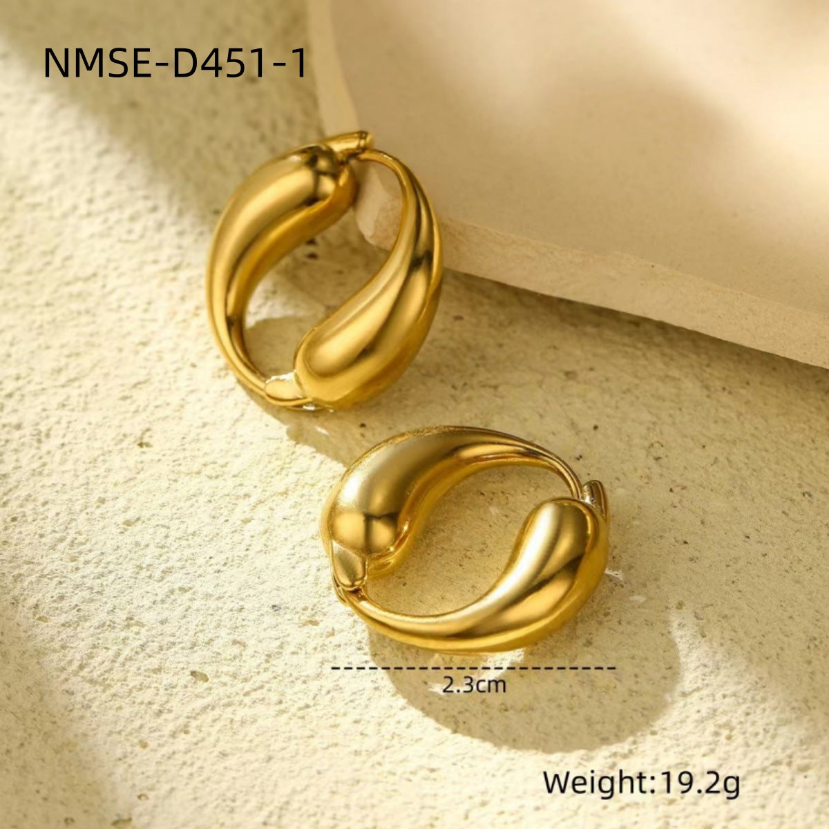 Creative O-shaped Stainless Steel Earrings with Gold Finish, Two Teardrop Loop Titanium Steel Hoop Earrings - Moze