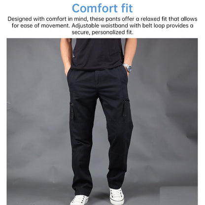 Men's Cotton Cargo Overalls for Camping & Hiking - Straight-Leg, Multi-Pocket Baggy Trousers - Moze