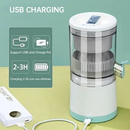 Portable USB - rechargeable slow juicer for oranges, lemons & other fruits. A handy electric blender for home kitchens. - Moze