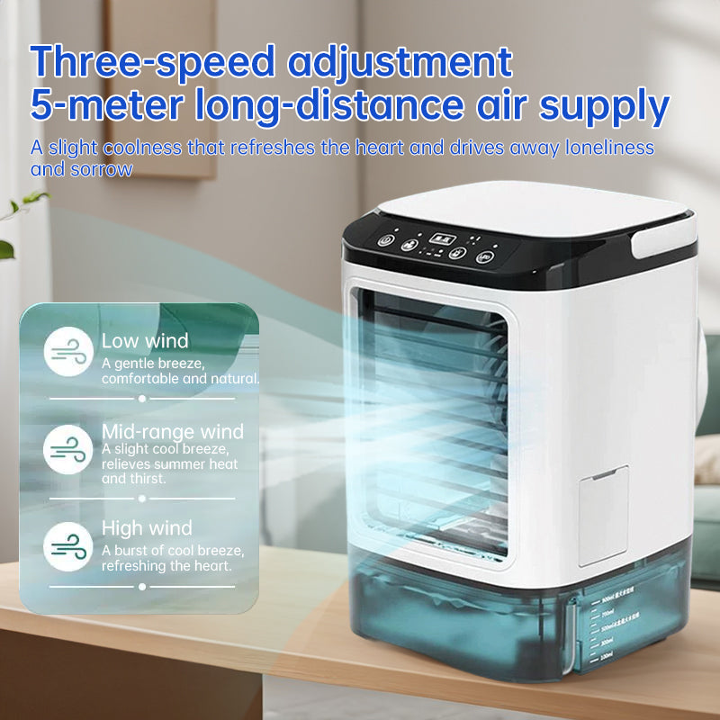 3-speed Portable Mini Air Cooler (900ML Tank) - Fan & Humidifier. For bedroom/office. - Moze