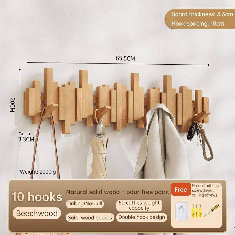 Solid Wood Hanger, Piano Key Wall Hook, Adhesive Back-of-Door Coat Hook, No Drill Entryway Organizer. - Moze