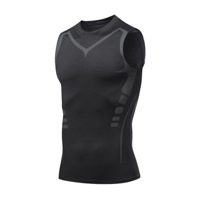 Quick-dry Men's Sports Fitted Short Sleeve Highly Elastic Breathable Moisture-wicking Fitness Training Vest - Moze