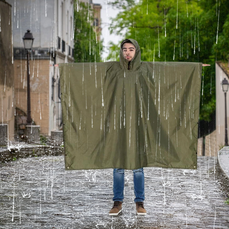 Waterproof Hooded Rain Coat/Poncho: Lightweight, for Outdoor Hiking/Fishing/Climbing (Unisex) - Moze