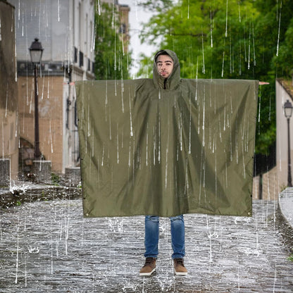 Waterproof Hooded Rain Coat/Poncho: Lightweight, for Outdoor Hiking/Fishing/Climbing (Unisex) - Moze