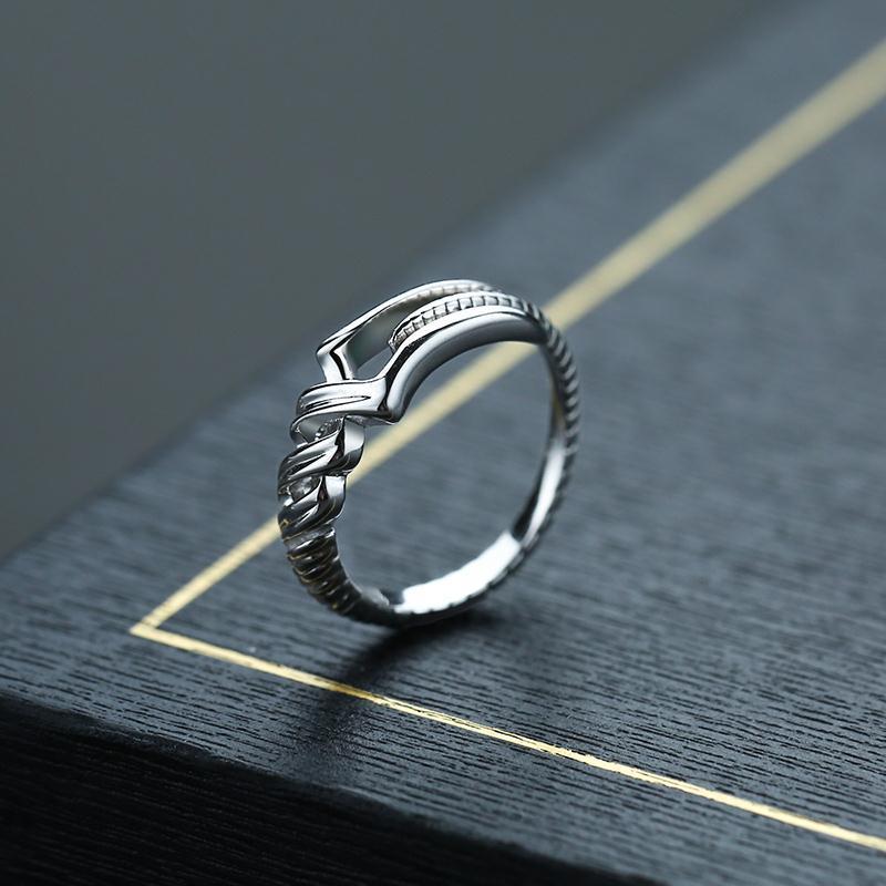 Modern Metal Stone Cross-Opening Design Ring - Moze