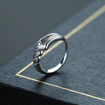 Modern Metal Stone Cross-Opening Design Ring - Moze