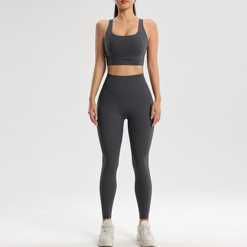 Women's sports and fitness set yoga and running two-piece set bra underwear quick drying base pants - Moze