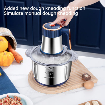 Electric Meat Grinders, 5L Food Processor, Stainless Steel Multifunctional Vegetable Slicer, Kitchen Chopper & Mixer - Moze