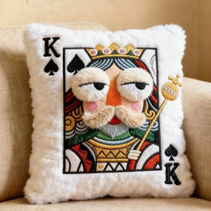 Cartoon Embroidered Square Pillow - Soft Quirky Big Eyes Game Cushion, Decorative Plush Throw Pillow for Home & Bedroom - Moze