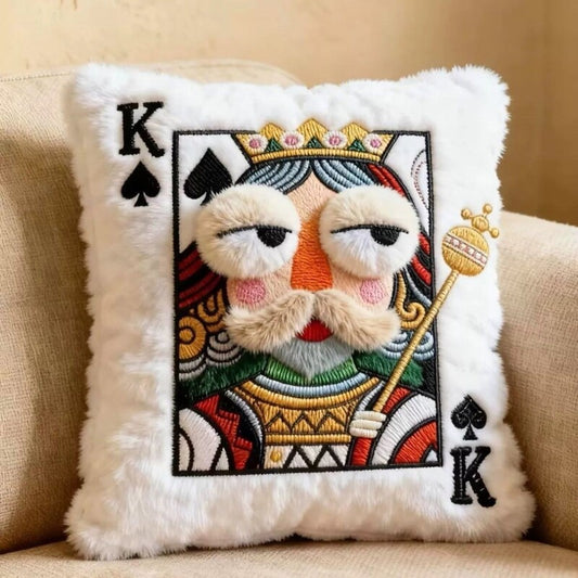 Cartoon Embroidered Square Pillow - Soft Quirky Big Eyes Game Cushion, Decorative Plush Throw Pillow for Home & Bedroom - Moze