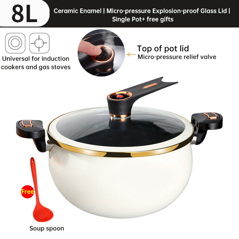 Modern 7L Micro-Pressure Soup Pot - 27cm Non-Stick Stewing Casserole, Includes Spoon, Safe for Induction & Gas Cooking - Moze