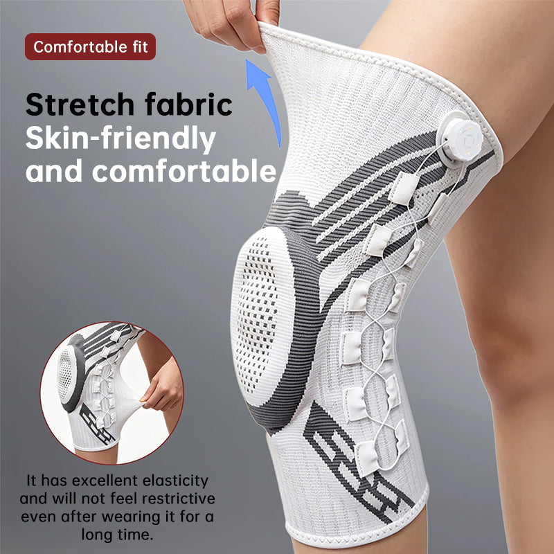 Adjustable Knob Knee Brace with Spring Support, Slim Shin Defender Basketball Knee Pads, Non-Slip Compression Sports Protector - Moze