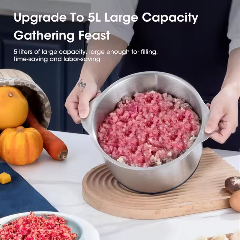 Electric Meat Grinders, 5L Food Processor, Stainless Steel Multifunctional Vegetable Slicer, Kitchen Chopper & Mixer - Moze