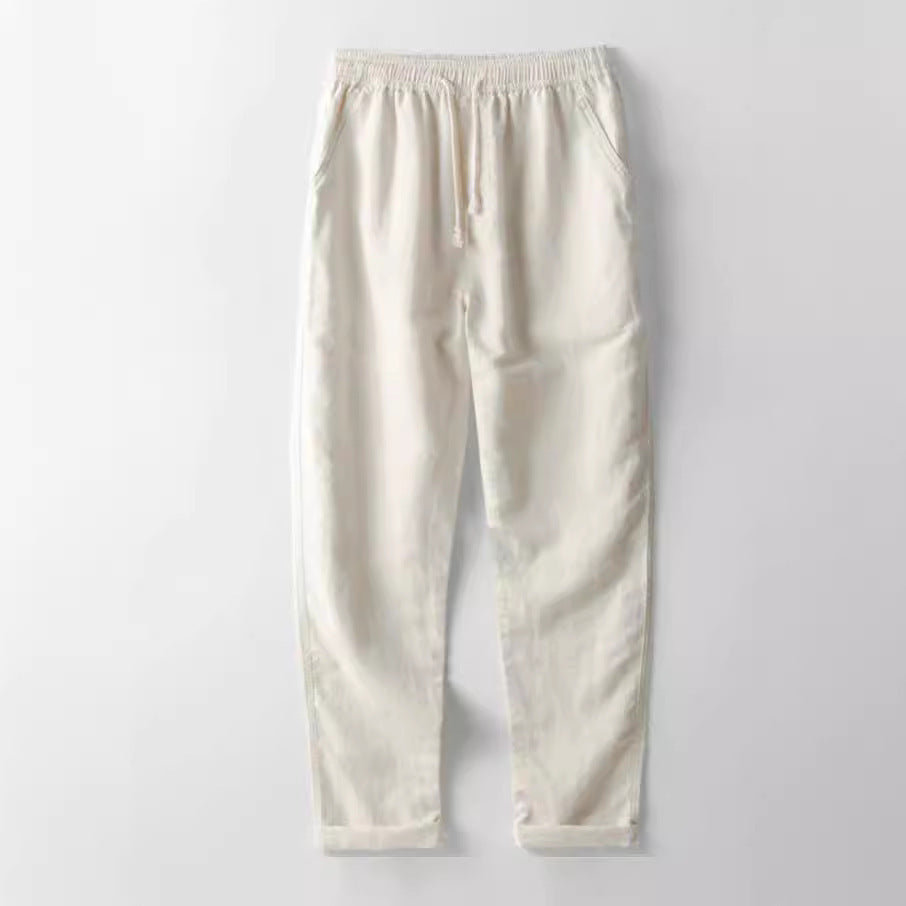 Men's Stand Collar Slim Fit Linen-Cotton Suit Set - Moze