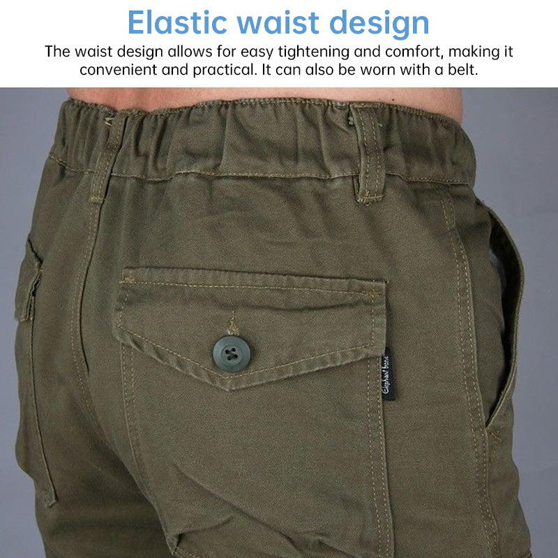 Men's Cotton Cargo Overalls for Camping & Hiking - Straight-Leg, Multi-Pocket Baggy Trousers - Moze