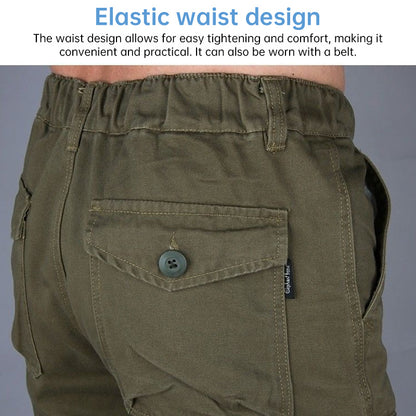 Men's Cotton Cargo Overalls for Camping & Hiking - Straight-Leg, Multi-Pocket Baggy Trousers - Moze