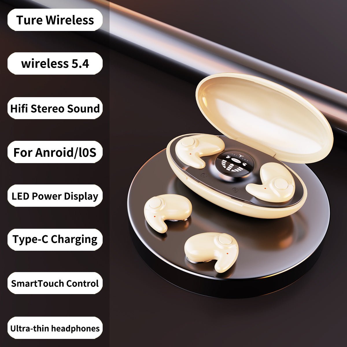 Sleep Bluetooth Earbuds In-Ear – Ultra-Thin, Long Battery - Moze