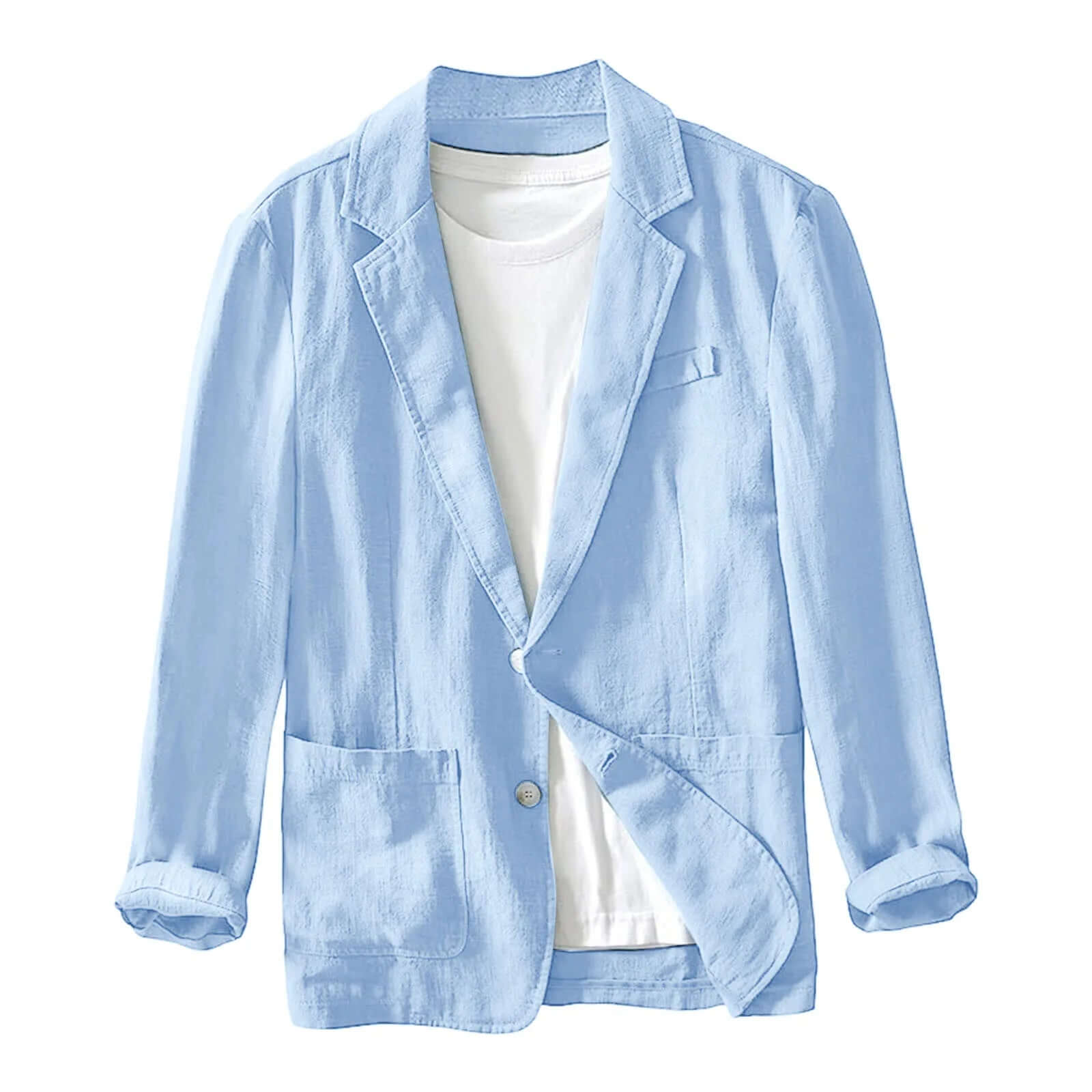 Leisure Thin Mens Fashion Suits Solid Color Lapels Buttons Suits Jackets And Tops British Style Linen Blended Coat Party Wear - Moze
