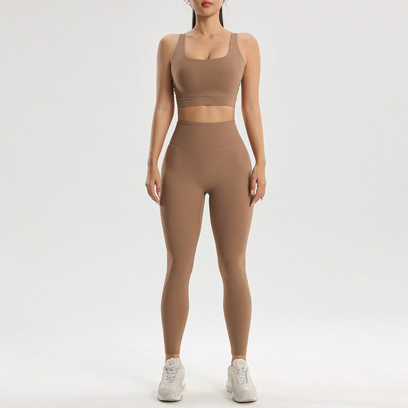 Women's sports and fitness set yoga and running two-piece set bra underwear quick drying base pants - Moze