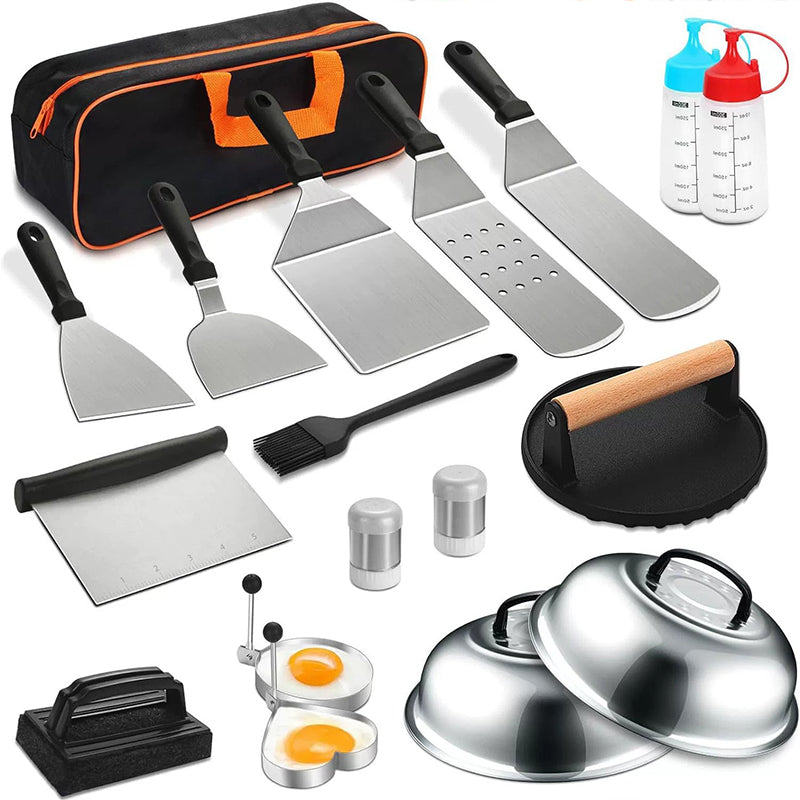 29PCS BBQ Set w/ Burger Press, Stainless Steel Grill Tools & Spatula - Moze