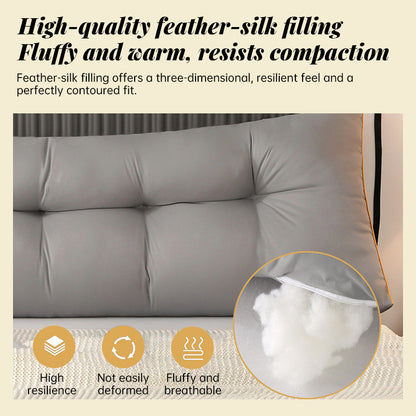Fluffy Warm Feather-Cotton Backrest - Classic Solid Brushed Triangular Bed Cushion - Moze
