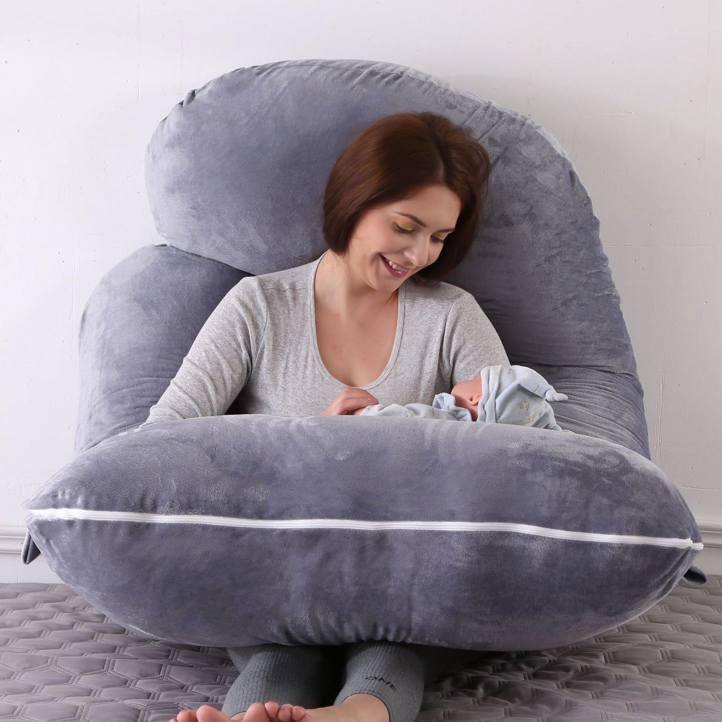 Pregnant women's detachable crystal velvet G-type side lying waist protection pillow - Moze
