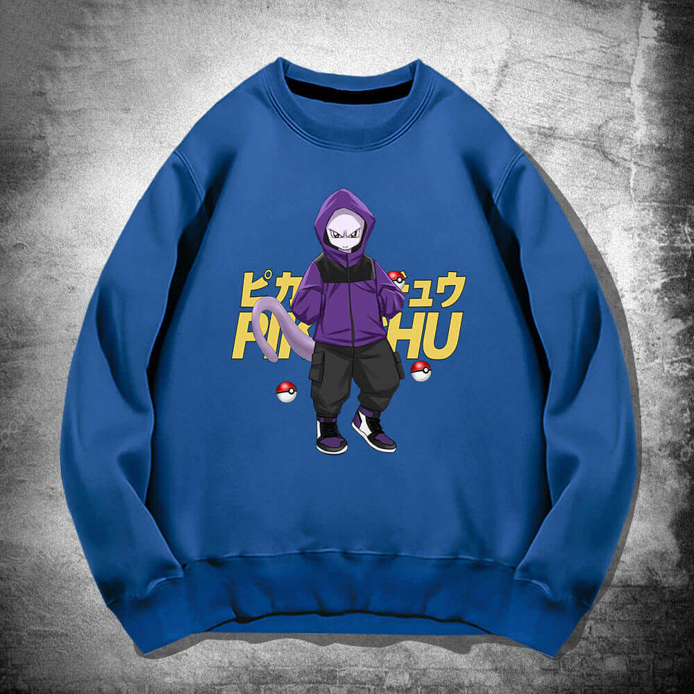 Pok É Mon Round Neck Sweater For Men And Womens Spring and Autumn Wear Japanese Anime Pikachu Superman Loose Shoulder Jacket - Moze