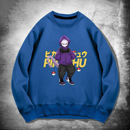 Pok É Mon Round Neck Sweater For Men And Womens Spring and Autumn Wear Japanese Anime Pikachu Superman Loose Shoulder Jacket - Moze