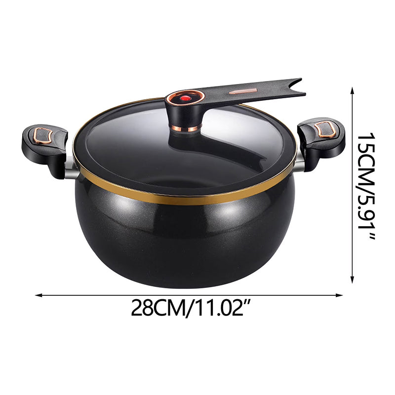 Modern 7L Micro-Pressure Soup Pot - 27cm Non-Stick Stewing Casserole, Includes Spoon, Safe for Induction & Gas Cooking - Moze