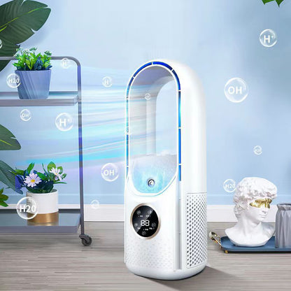 Six - speed timed silent AC cooling fan, new mini portable AC, USB air cooler, bladeless electric fan. - Moze