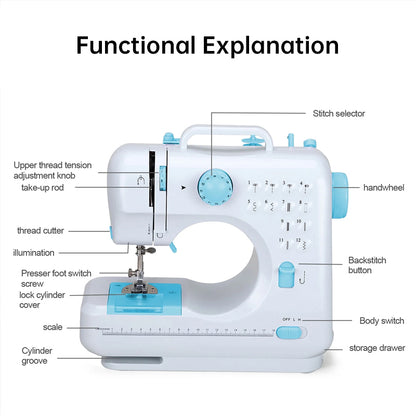 2025 Portable Electric Sewing Machine for Home Use, Adjustable Speed & Backstitch, Ideal for Beginners and Quick Fixes - Moze