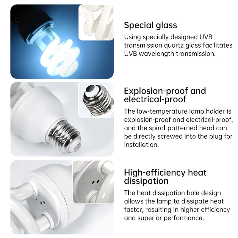 UVB 5.0 10.0 Reptile Heating Lamp13W 26W UVB Rays Energy Heating Light EU/US Calcium-enriched Bulb Lamp for Turtle Lizard Snake - Moze