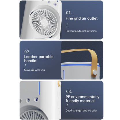 Rechargeable Portable Mini Fan with Spray Cooling – Desktop/ Room Use, Ventilation & LED Light - Moze