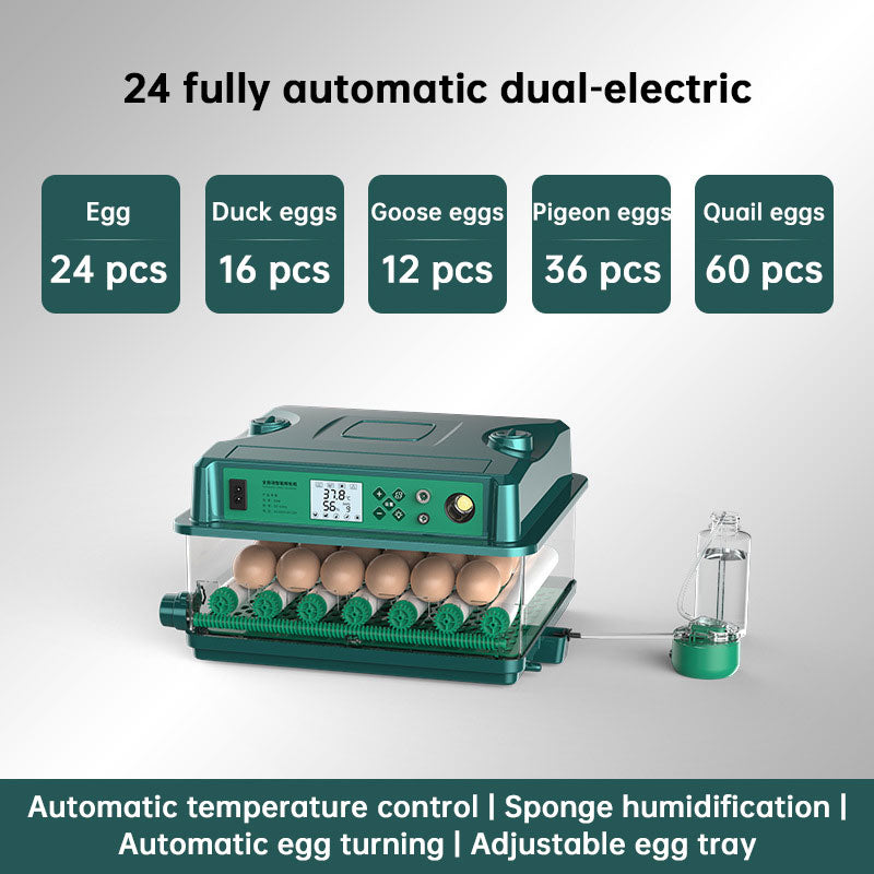 24/36 Egg Incubator Fully Automatic, Auto Turner & Temp Control, Dual Power 220V/12V Mini Poultry Hatcher for Chicken Duck - Moze