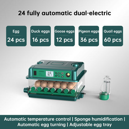 24/36 Egg Incubator Fully Automatic, Auto Turner & Temp Control, Dual Power 220V/12V Mini Poultry Hatcher for Chicken Duck - Moze