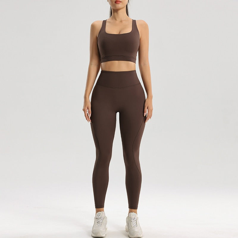 Women's sports and fitness set yoga and running two-piece set bra underwear quick drying base pants - Moze