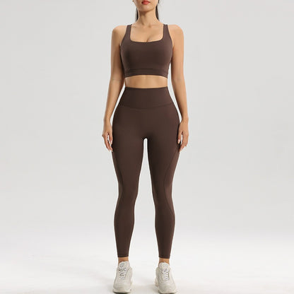 Women's sports and fitness set yoga and running two-piece set bra underwear quick drying base pants - Moze