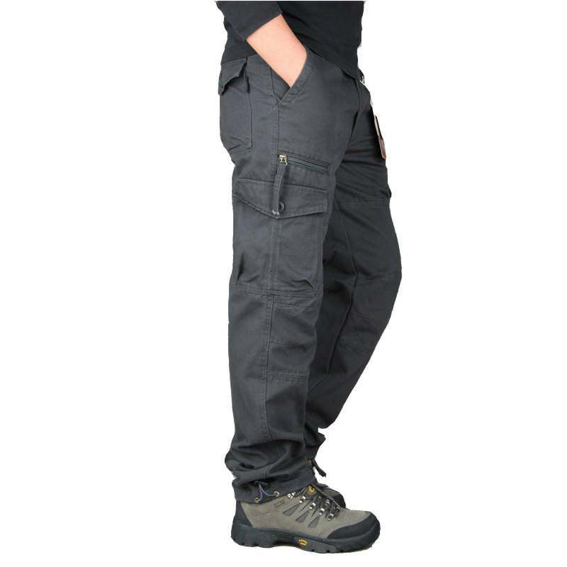 Men's Cotton Cargo Overalls for Camping & Hiking - Straight-Leg, Multi-Pocket Baggy Trousers - Moze