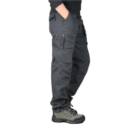 Men's Cotton Cargo Overalls for Camping & Hiking - Straight-Leg, Multi-Pocket Baggy Trousers - Moze