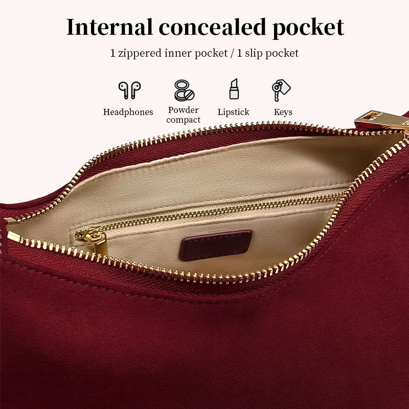 Vintage Winter Women's Bag - Fashionable Synthetic Suede Purse with Leather Tassels, Elegant Outdoor Travel Bag - Moze