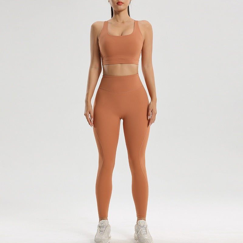 Women's sports and fitness set yoga and running two-piece set bra underwear quick drying base pants - Moze