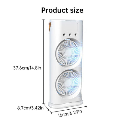 Rechargeable Portable Mini Fan with Spray Cooling – Desktop/ Room Use, Ventilation & LED Light - Moze