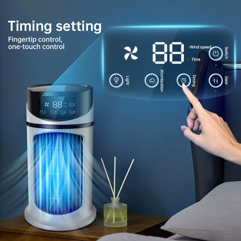 Six - speed timed silent AC cooling fan, new mini portable AC, USB air cooler, bladeless electric fan. - Moze