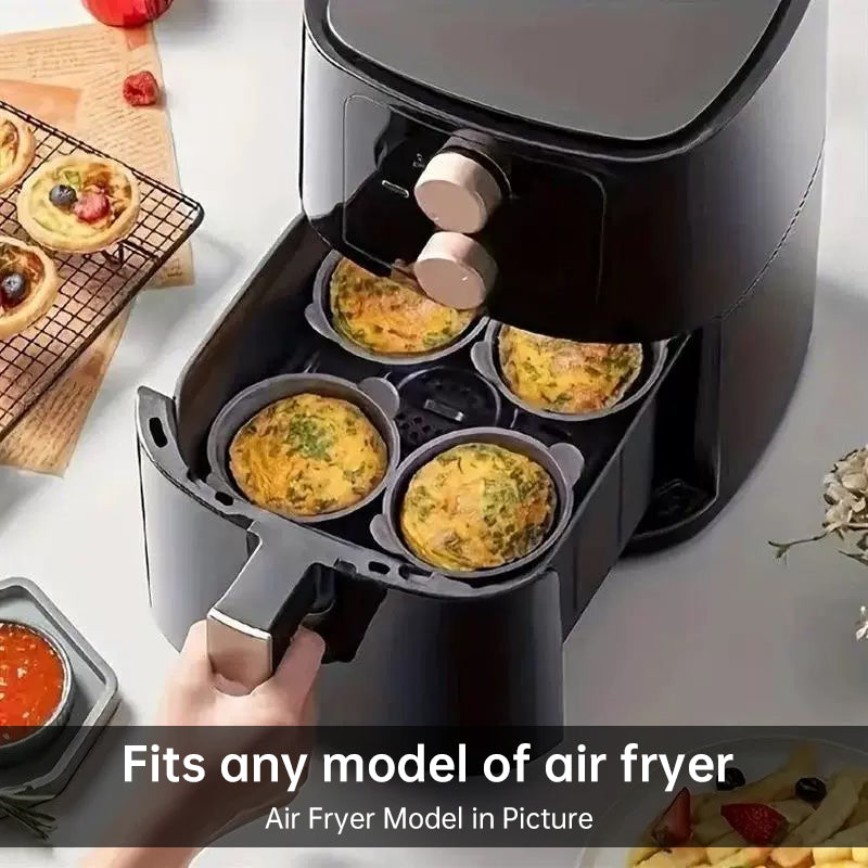 4-6 reusable silicone air fryer liners & baking cups – non-stick kitchen tools for eggs, cakes, meatballs. - Moze