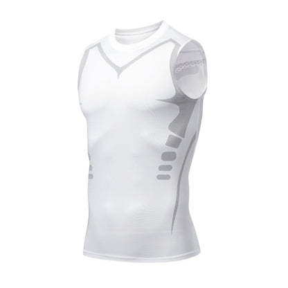 Quick-dry Men's Sports Fitted Short Sleeve Highly Elastic Breathable Moisture-wicking Fitness Training Vest - Moze
