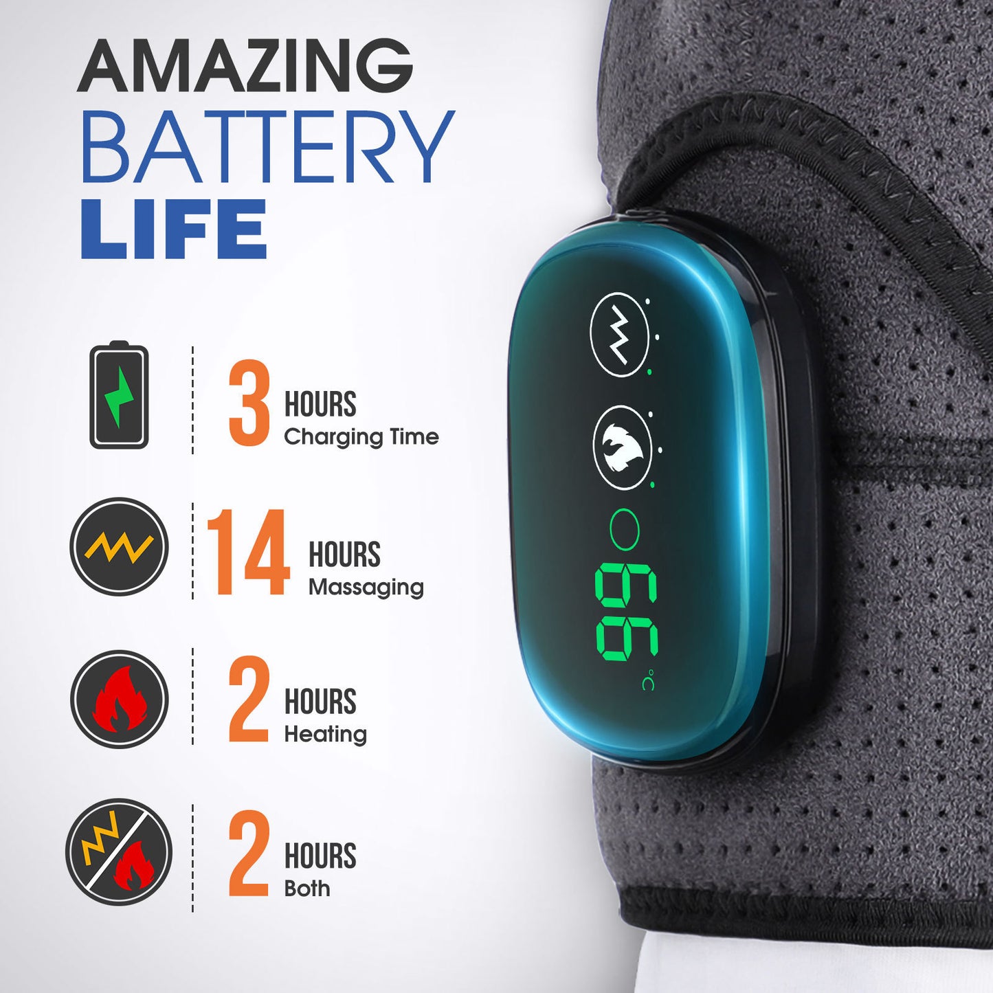 Massage Shoulder Support with Touchscreen Controller, Rechargeable Vibrating Heat Therapy Shoulder Massager Belt - Moze