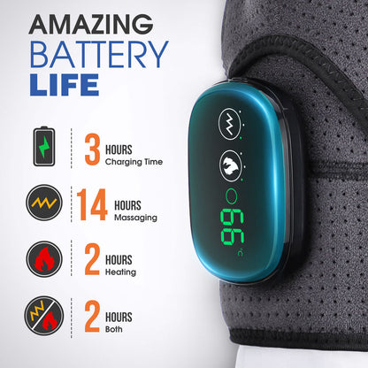 Massage Shoulder Support with Touchscreen Controller, Rechargeable Vibrating Heat Therapy Shoulder Massager Belt - Moze