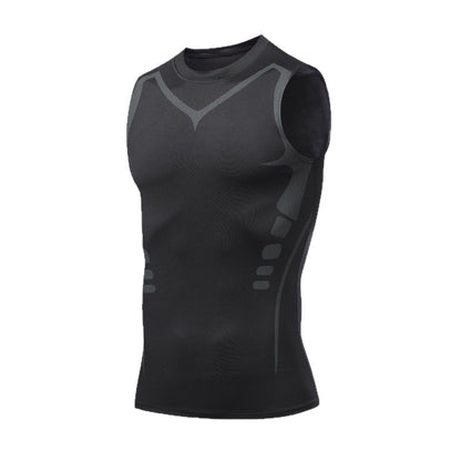 Quick-dry Men's Sports Fitted Short Sleeve Highly Elastic Breathable Moisture-wicking Fitness Training Vest - Moze